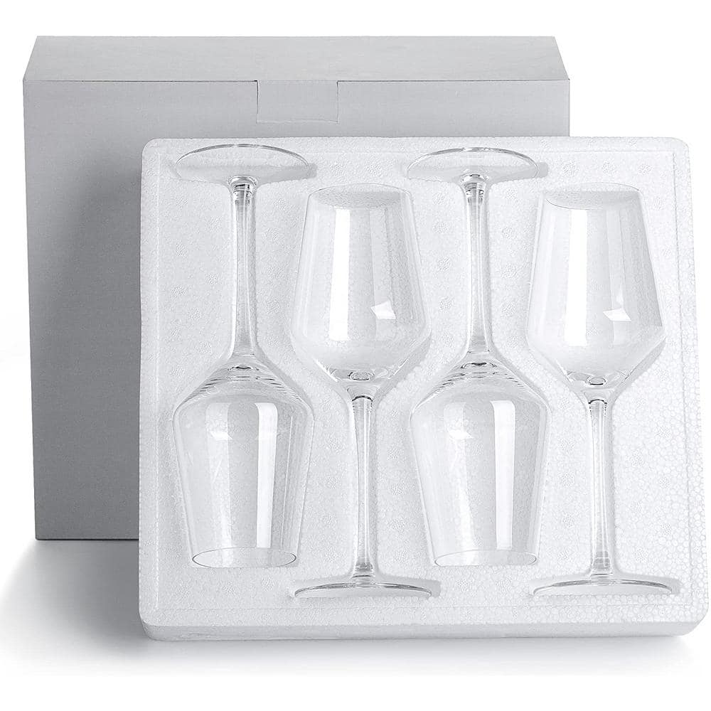 13 oz. Crystal Clear Wine Glass Set ((set of 4))-Hand Blown Lead-Free Glass