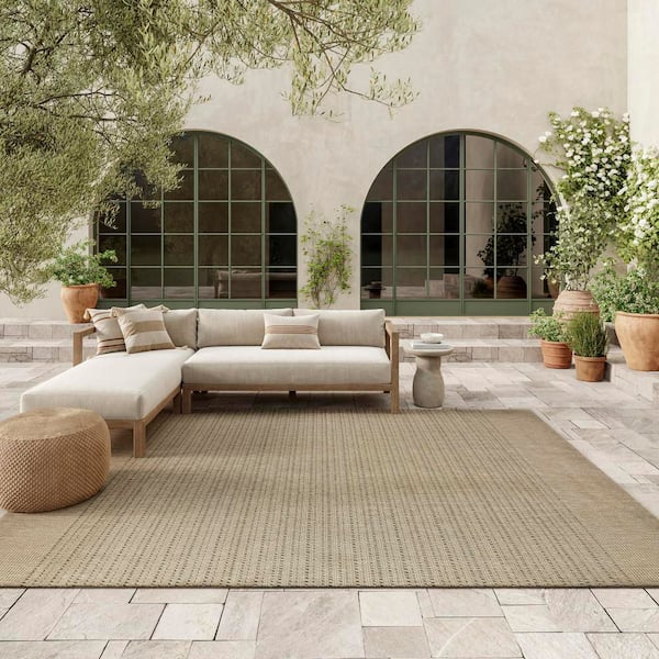 Tulum Taupe 9 ft. x 12 ft. All-Over Design Contemporary Area Rug