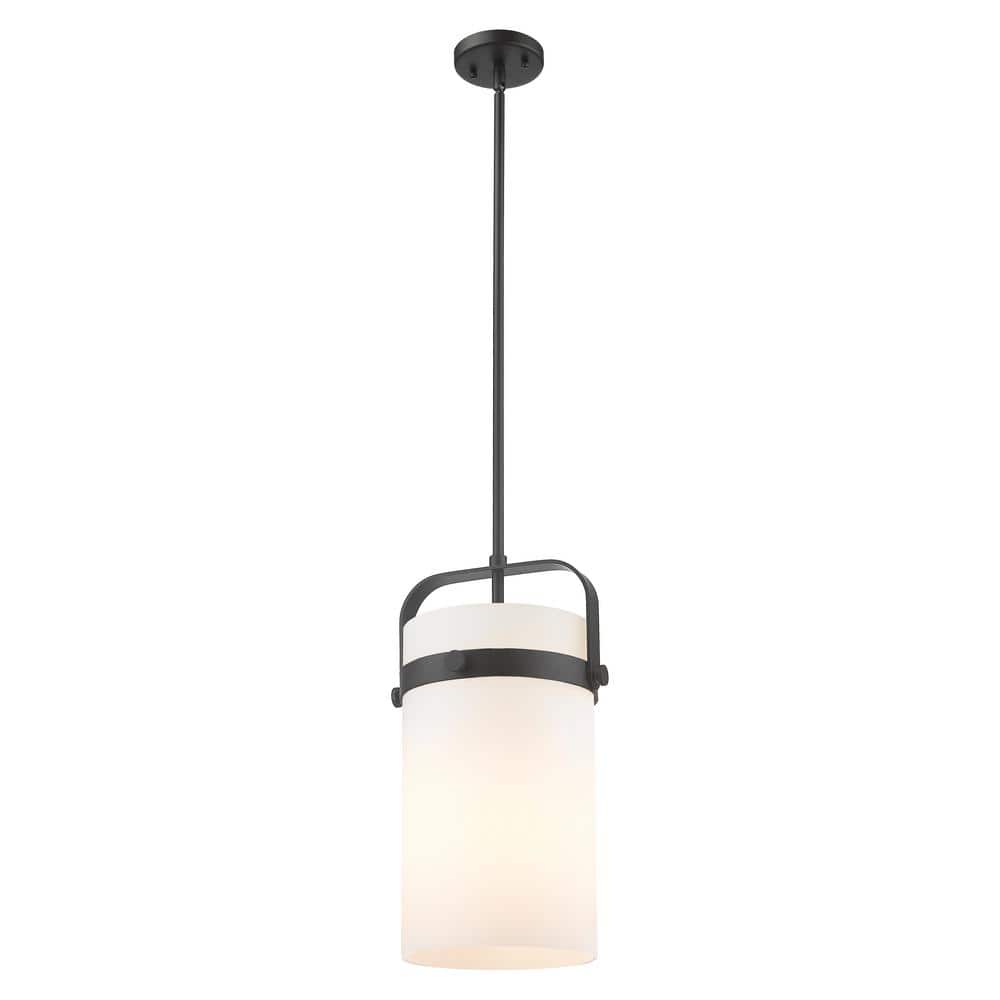 Pilaster 100-Watt 1-Light Matte Black Shaded Mini Pendant Light with Painted Glass Shade price history on PriceWatchPro