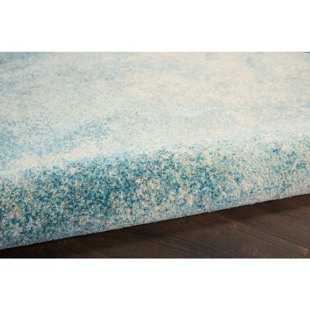 Navy and Light Blue Round Synthetic Geometric Rug, 4' Diameter
