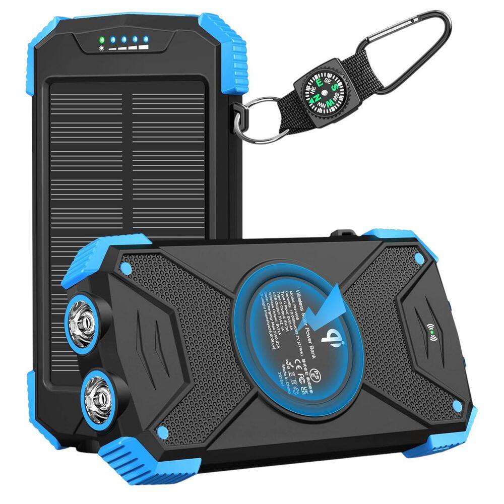 10,000mAh Solar Charger Power Bank Portable Wireless Charger with 20W Fast Charging USB C Dual Flashlight for Camping price history on PriceWatchPro