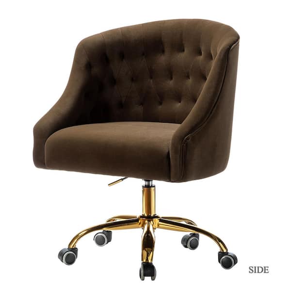 brown tufted office chair