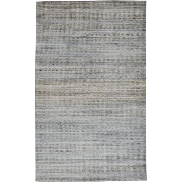 HomeRoots 2 ft. x 8 ft. Blue, Gray Ombre Area Rug