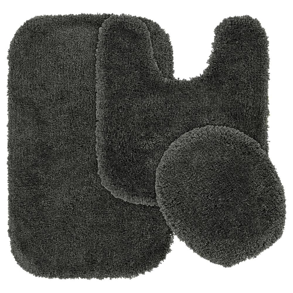 Serendipity Dark Gray 21 in. x 34 in. Washable Bathroom 3-Piece Rug Set price history on PriceWatchPro