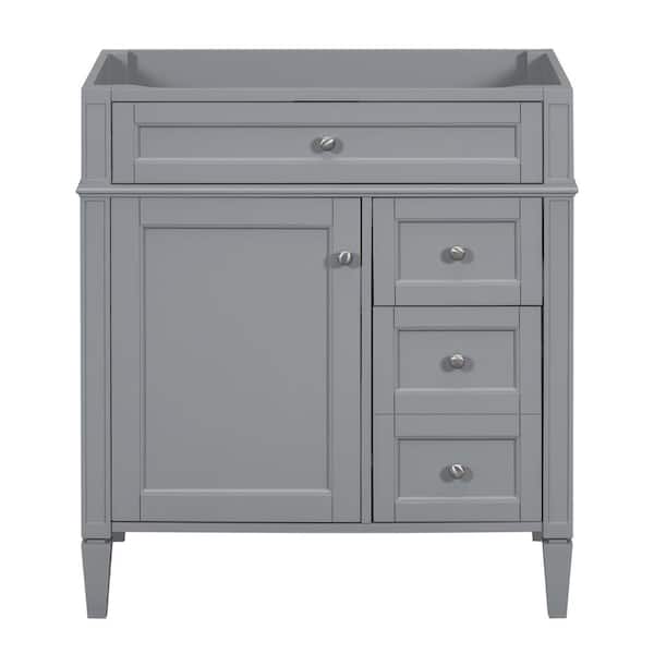 29.3 in. W x 17.9 in. D x 33 in. H Freestanding Bath Vanity Cabinet without Top in Grey