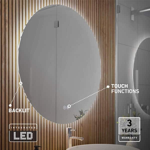 Artika Raya 24 in. W X 24 in. H 3 CCT Round Defog Edge-Lit Frame Integrated  LED Wall Bathroom Mirror WMIRH-RACH-D24