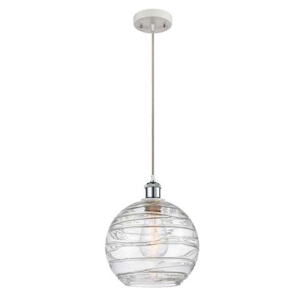 Innovations Athens Deco Swirl 1-Light White and Polished Chrome Shaded ...