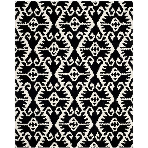Wyndham 9 ft. x 12 ft. Black/Ivory Floral Geometric Area Rug
