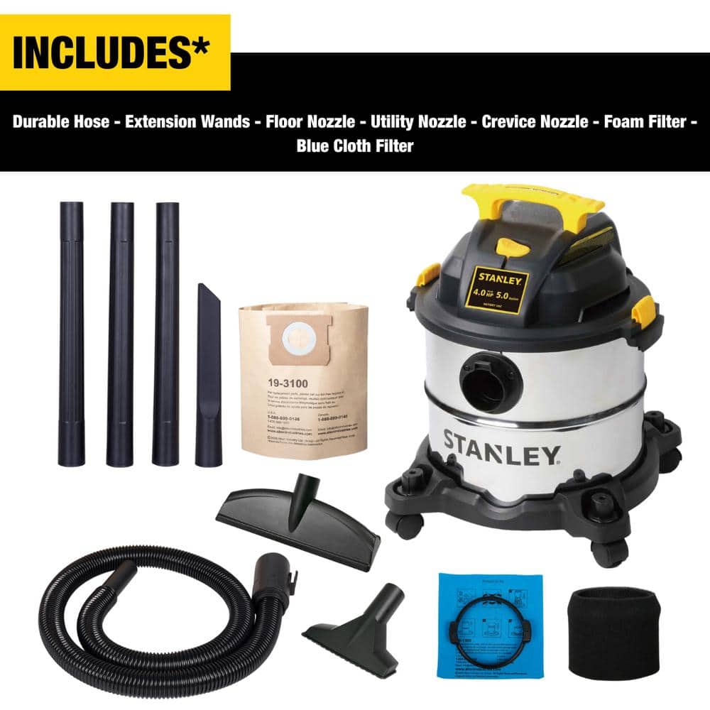 Stanley 5 Gallon Stainless Steel Wet Dry Vacuum with Blower