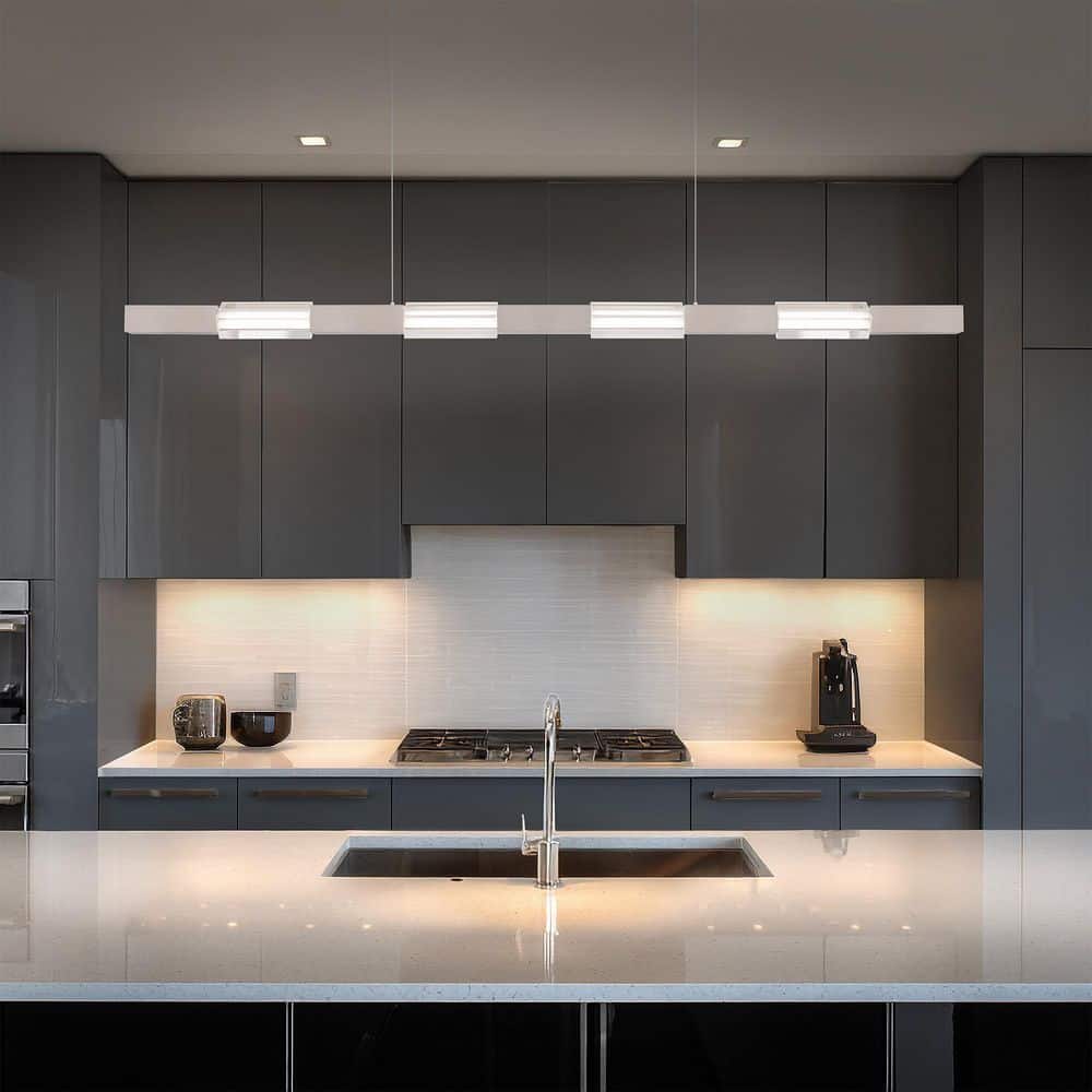 Super Star 47 in. 3-Light Brushed Nickel Integrated LED Pendant Light with K5 Glass Shade Selectable 4CCT price history on PriceWatchPro