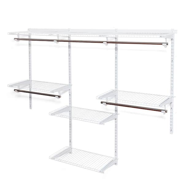 White Steel Clothes Rack Wall Mounted Adjustable Closet Organizer Custom Metal Closet