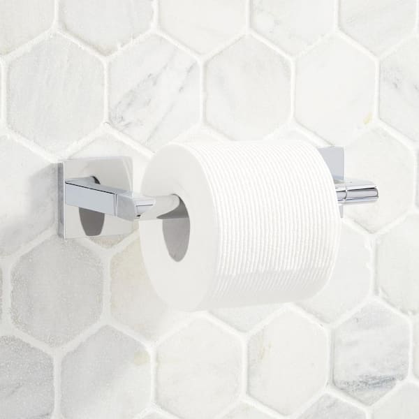 SIGNATURE HARDWARE Hibiscus Wall Mounted Toilet Paper Holder in Chrome