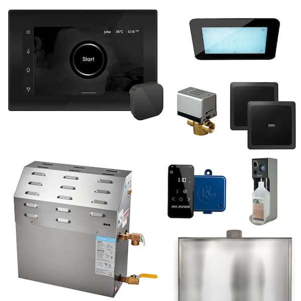 Mr. Steam Super (XDream) 10000-Watt Steam Generator with iSteamX Control and Aroma Glass Steamhead in Black Matte Black