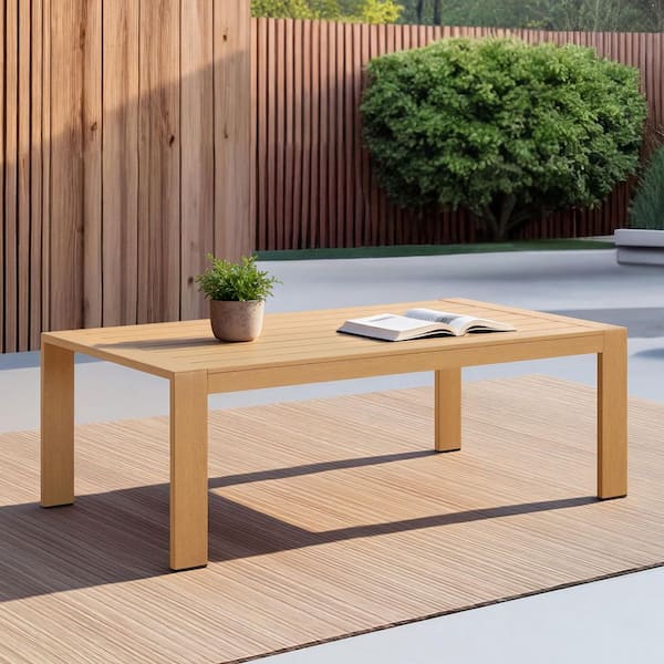 Dominic Brown Olefin Aluminum Coffee Table for Patio Conversation Set with 6.3 in. Cushion, Rust-resistant, Weatherproof