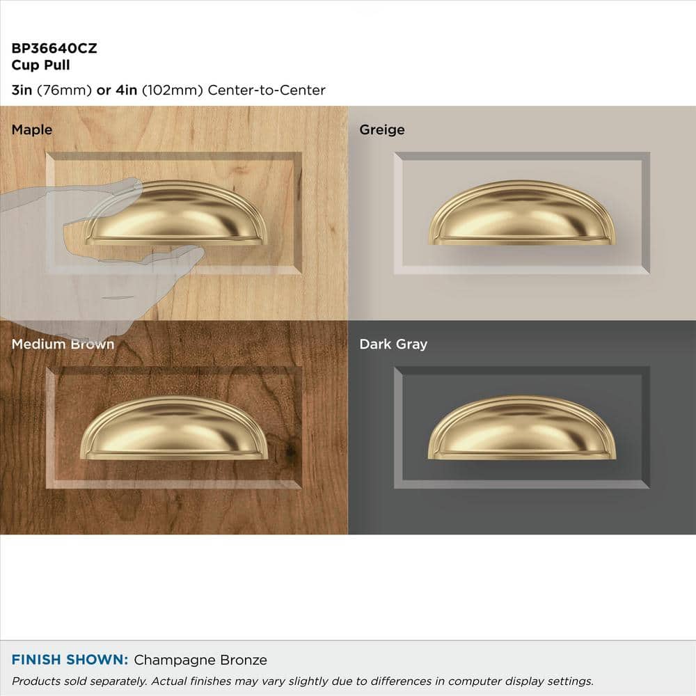 Champagne Bronze Polished Cup Pull with Mounting Hardware