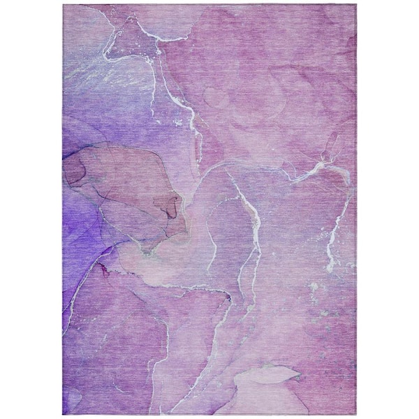 Purple 3 ft. x 5 ft. Abstract Indoor / Outdoor Area Rug