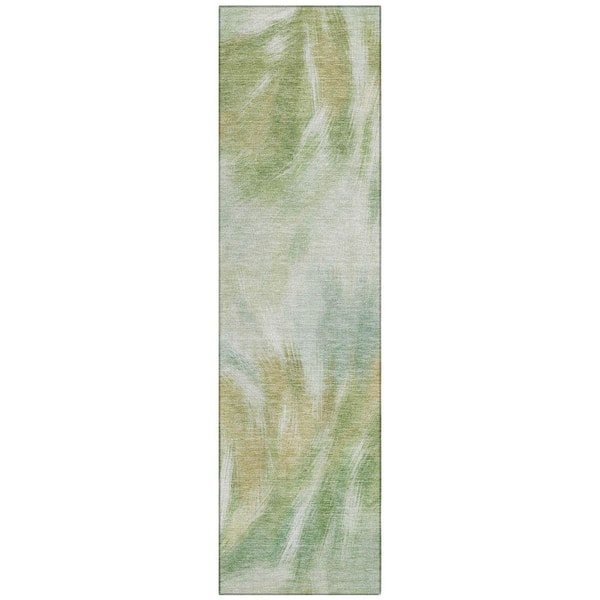 Chantille Machine Washable Indoor/Outdoor Abstract ACN2096 Green 2 ft. 3 in. x 7 ft. 6 in. Runner Rug