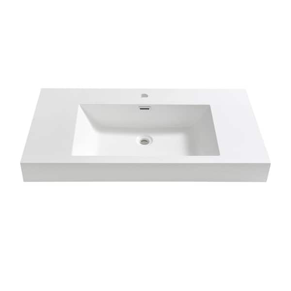 Valencia 39 in. Drop-In Acrylic Bathroom Sink in White with Integrated Bowl