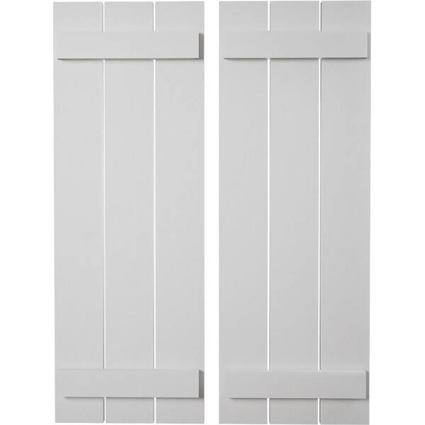 Ekena Millwork 17.5 in. x 48 in. Timberthane Polyurethane 3-Board Spaced Board-n-Batten Smooth Faux Wood Shutters Pair