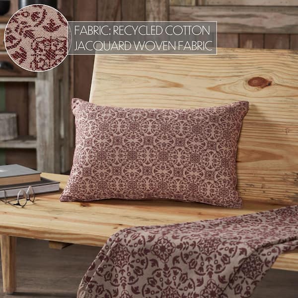 タオル・ハンカチ vaultroom VWC JACQUARD CUSHION VHC BRANDS Custom House Natural Burgundy Country Jacquard 14 in. x
