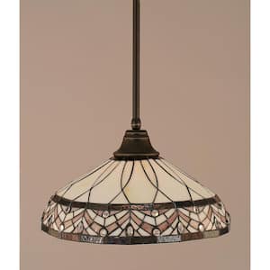 Sparta 100-Watt 1-Light Dark Granite Bowl Mini Pendant Light with Glass Shade