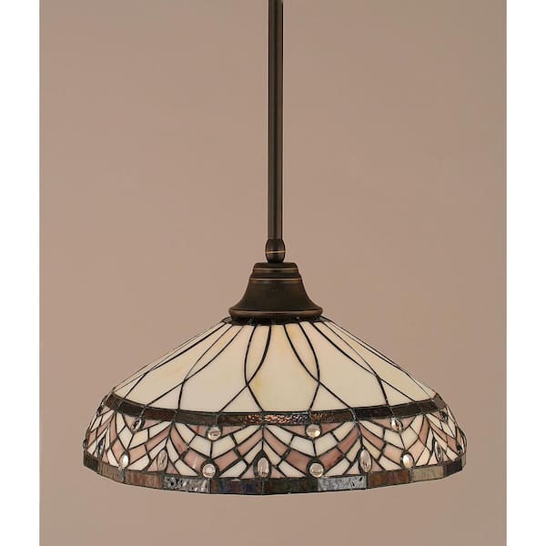 Unbranded Sparta 100-Watt 1-Light Dark Granite Bowl Mini Pendant Light with Glass Shade
