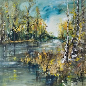 "Listening to the River" by Marmont Hill Unframed Canvas Nature Art Print 24 in. x 24 in.