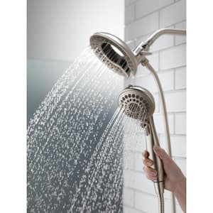 In2ition Two-in-One 5-Spray 6.8 in. Dual Wall Mount Fixed and Handheld Shower Head in Stainless