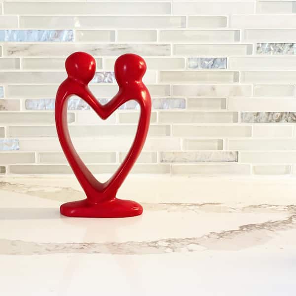 Unbranded 8 in. Red Lovers Heart Stone Sculpture