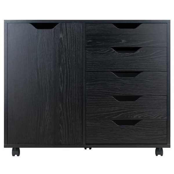 ぶらっくしゃどう Halifax Black 5-Drawer Mobile Side Cabinet 20630 - The Home Depot