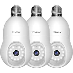 Wireless Camera Security 4MP Light Bulb, 360-Degree 2K, Day/Night Color, Motion Detection, Alexa Compatible, (3-Pack)