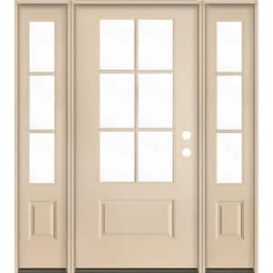 UINTAH Farmhouse 64 in. x 80 in. 6-Lite Left-Hand Inswing Clear Glass Unfinished Fiberglass Prehung Front Door with DSL