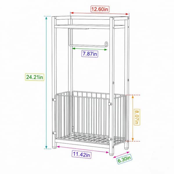 Freestanding Toilet Paper Holder with Storage Shelf, Bathroom Tissue Stand with Space for Phone, Tablet, Magazine, Black