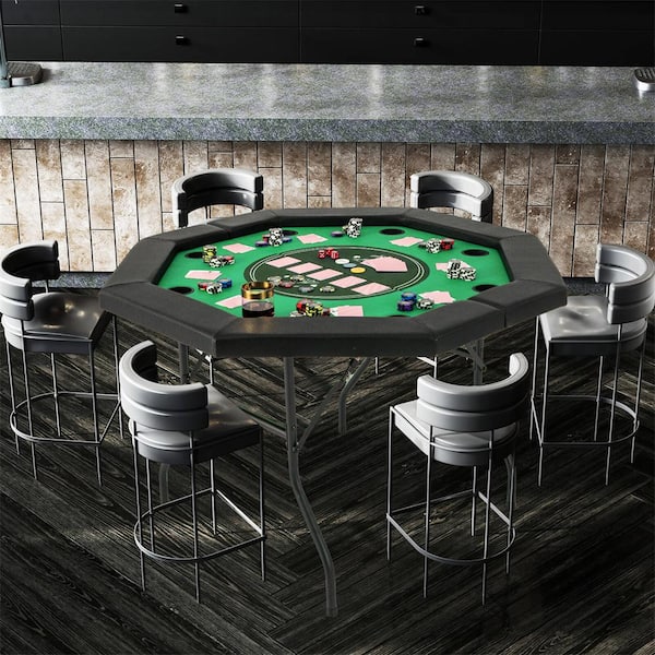 48 in. Foldable Poker Table for 8-Players Portable Blackjack Texas Hold'em Table Green