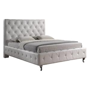 Stella Transitional White Faux Leather Upholstered King Size Bed
