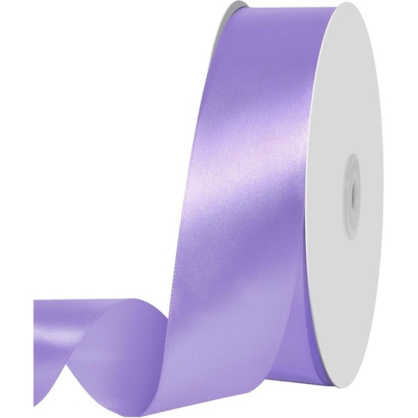 1 1/2 in. Violet Satin Ribbon 100 Yards Polyester Fabric for Gift Wrapping Floral Bouquets Wedding Decoration
