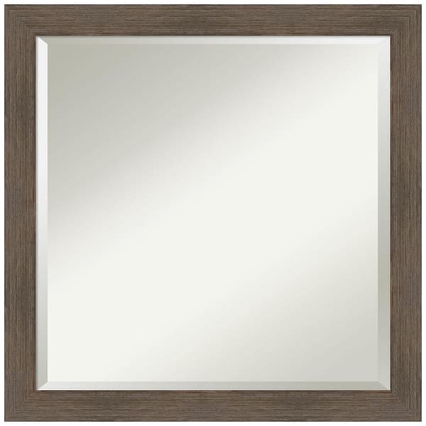 Amanti Art Hardwood Mocha Narrow 23 in. W x 23 in. H Wood Framed Beveled Wall Mirror in Brown