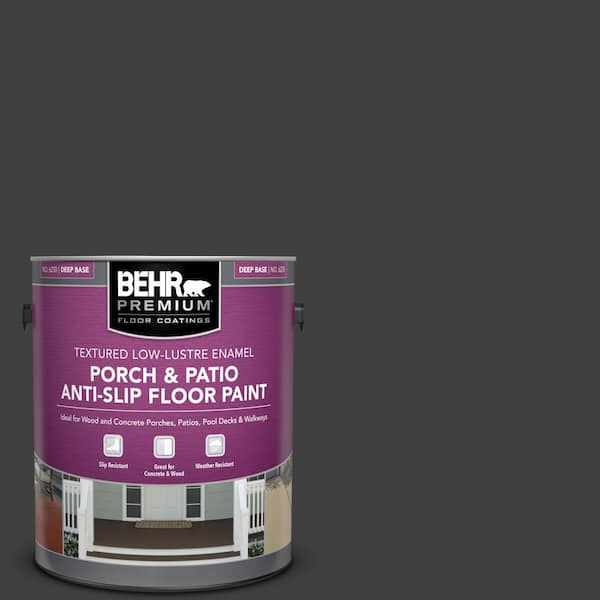 BEHR PREMIUM 1 gal. #1350 Ultra Pure Black Textured Low-Lustre Enamel Interior/Exterior Porch and Patio Anti-Slip Floor Paint