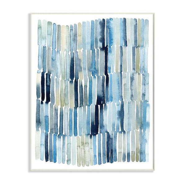 "Nautical Abstraction Blue Beige Blocked Lines" by Grace Popp Unframed Abstract Wood Wall Art Print 10 in. x 15 in.
