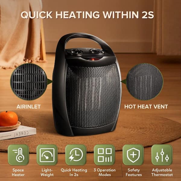 R.W.FLAME 1,500-Watt Compact Indoor Small Ceramic Electric Heater