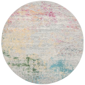 Madison Grey/Gold 11 ft. x 11 ft. Abstract Gradient Round Area Rug