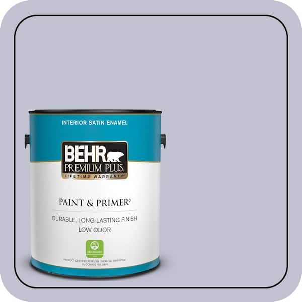 BEHR PREMIUM PLUS 1 gal. #S550-2 Powder Lilac Satin Enamel Low Odor Interior Paint & Primer