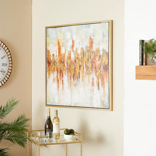 Necesito gobierno Deslumbrante Litton Lane 1- Panel Abstract Framed Wall Art with Gold Frame 39 in. x 39  in. 43992 - The Home Depot