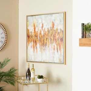 1- Panel Abstract Framed Wall Art with Gold Frame 39 in. x 39 in.