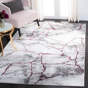 Craft Gray/Wine 5 ft. x 5 ft. Distressed Abstract Square Area Rug