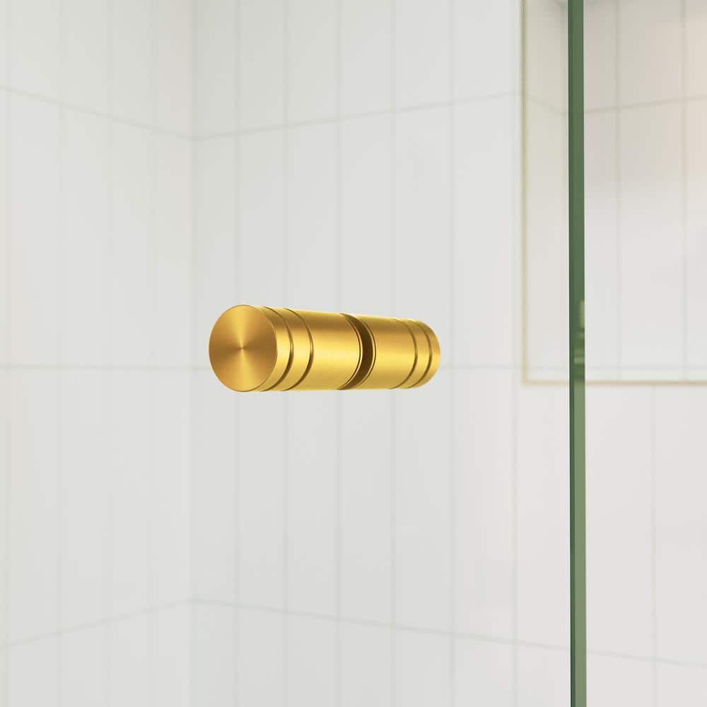 Halo 51" x 58" Frameless Glass Bathtub Shower Door with Brass Hinges