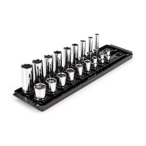 3/8 in. Drive 6-Point Socket Set with Rails (5/16 in.-3/4 in.) (18-Piece)