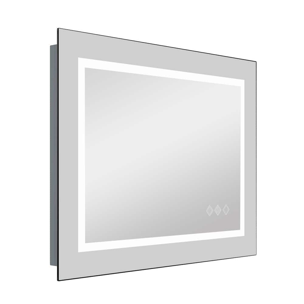 32 In W X 24 In H Large Rectangular Frameless Anti Fog Wall Mounted   Silver Vanity Mirrors Jmirror10 64 1000 