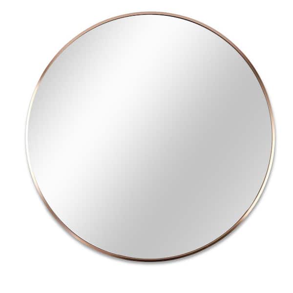 36 in. W x 36 in. H Large Round Aluminium Framed Wall Bathroom Vanity Mirror in Gold