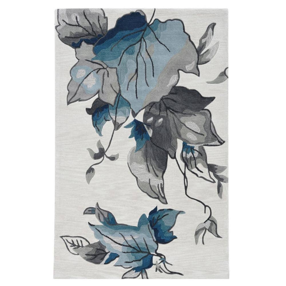HomeRoots Charlie 3 X 5 ft. Ivory Floral Indoor/Outdoor Area Rug ...